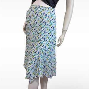 Vintage Y2K Polka Dot Knee Length Handkerchief Hem Zip Up Skirt Sz 4